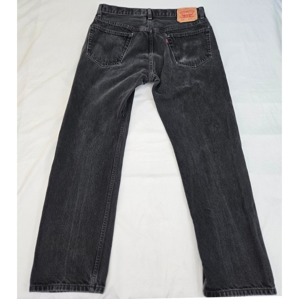 VINTAGE Levis 505 W34 L31  Black Faded Regular Fit 100% Cotton Grunge Y2K Thrash - Picture 2 of 11